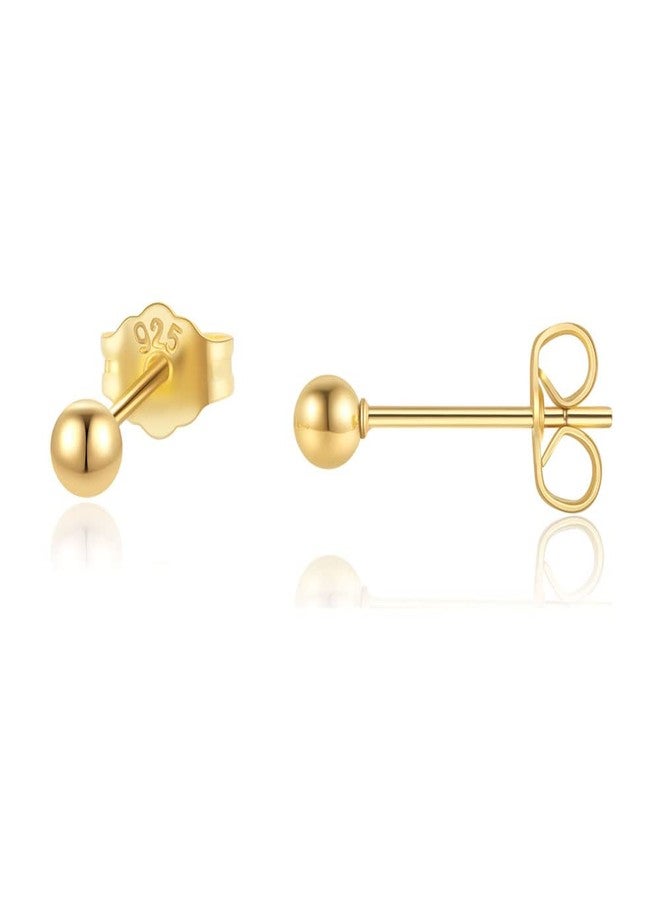 Renkovte Tiny 3mm Ball Stud Earrings for Women,Dainty Mini Ball Earrings for Cartilage Helix Earlobe Piercing 316L Surgical Stainess Steel Hypoallergenic (3mm Ball, Gold) - Image 1